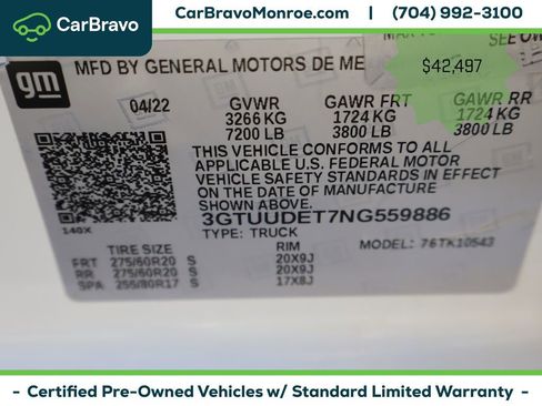 Certified 2022 GMC Sierra 1500 SLT AWD/4WD image 43