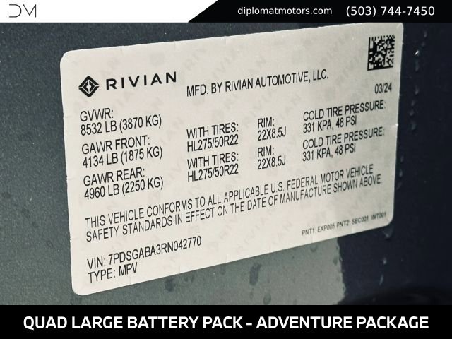Used 2024 Rivian R1S Adventure Quad AWD/4WD image 50