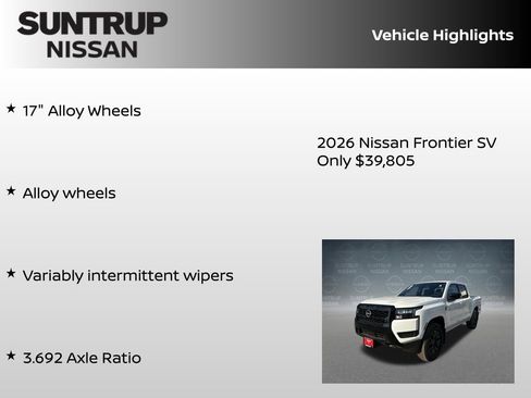New 2026 Nissan Frontier SV w/ SV Convenience Package image 33