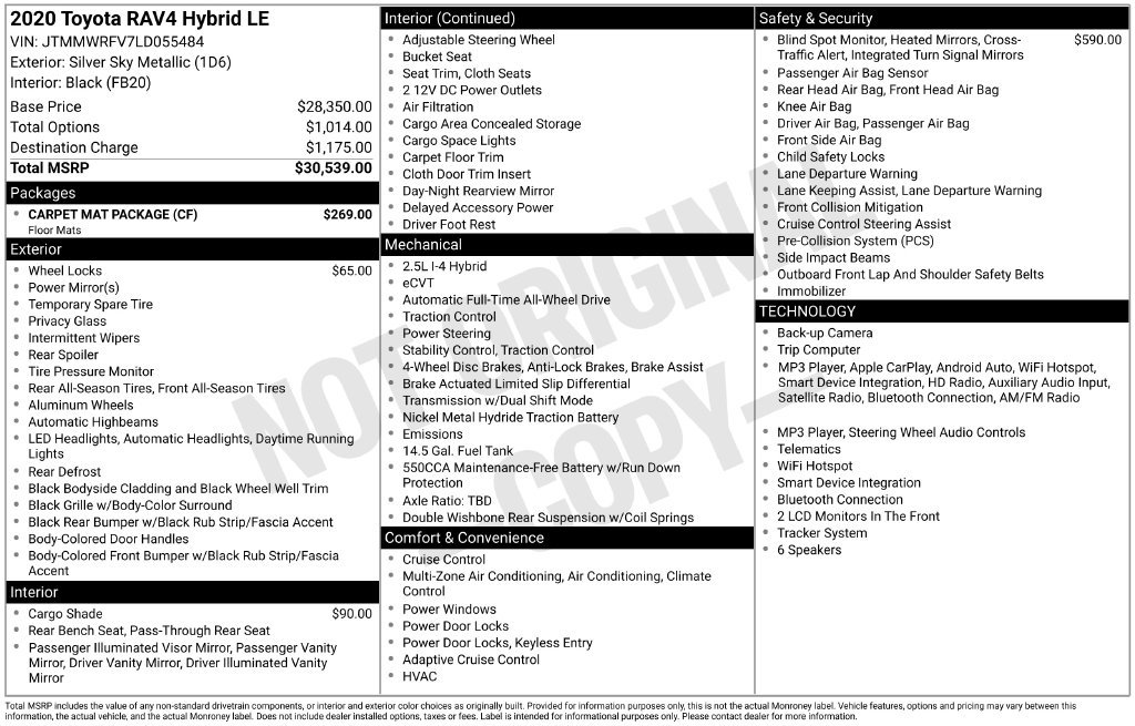 Certified 2020 Toyota RAV4 LE w/ Carpet Mat Package AWD/4WD image 24