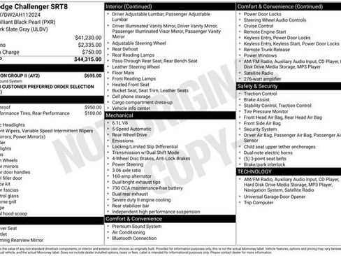 Used 2010 Dodge Challenger SRT8 w/ SRT Option Group II image 9
