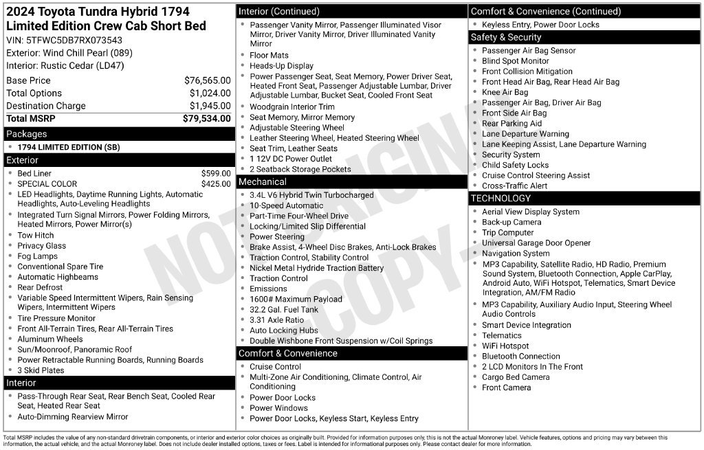 Used 2024 Toyota Tundra 1794 Edition AWD/4WD image 2
