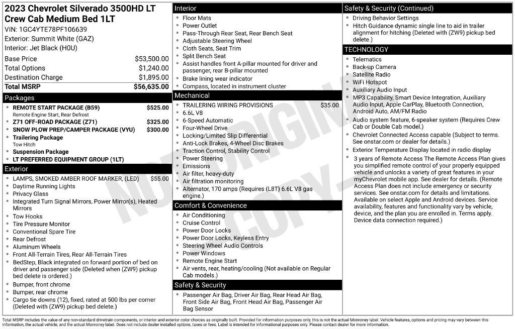 Used 2023 Chevrolet Silverado 3500 LT w/ Remote Start Package AWD/4WD image 3