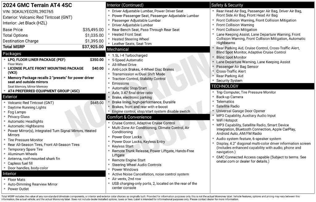 Used 2024 GMC Terrain AT4 w/ LPO, Floor Liner Package AWD/4WD image 56