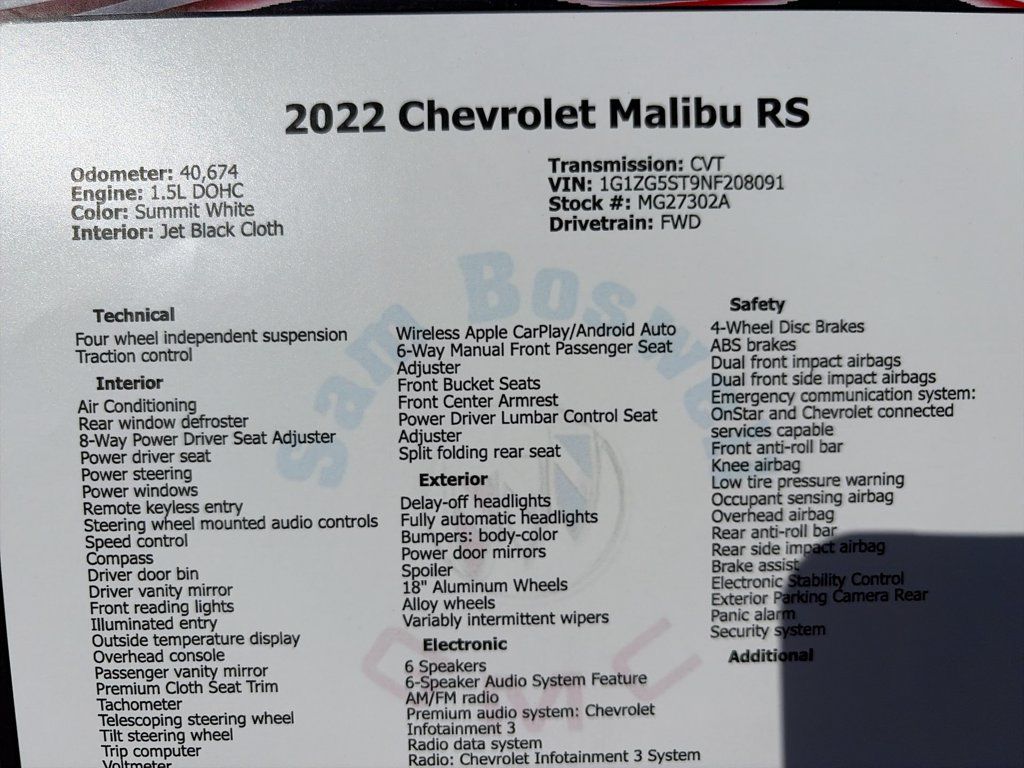 Used 2022 Chevrolet Malibu RS FWD image 29