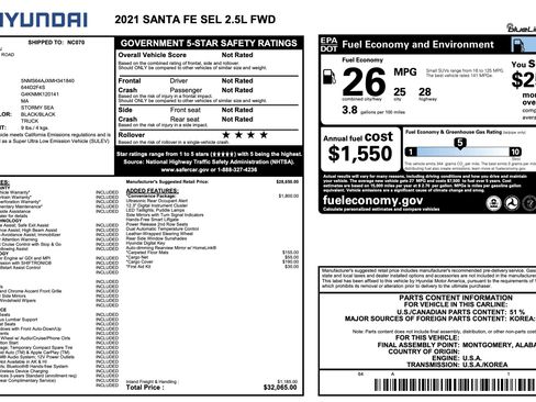 Used 2021 Hyundai Santa Fe SEL w/ Convenience Package FWD image 2