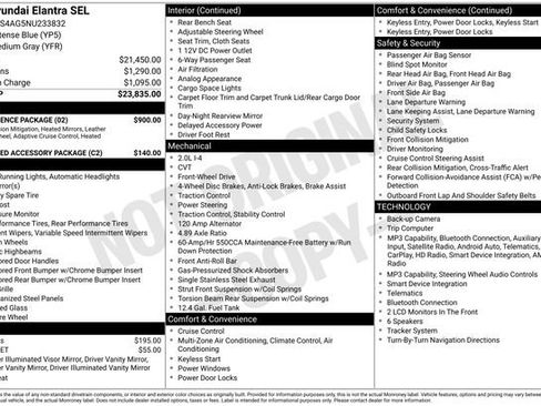 Used 2022 Hyundai Elantra SEL w/ Convenience Package FWD image 2