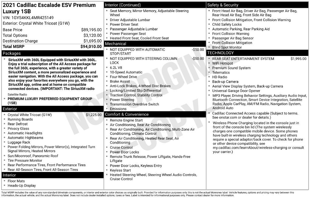 Used 2021 Cadillac Escalade ESV Premium Luxury AWD/4WD image 23