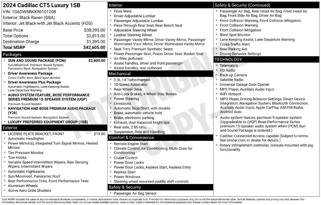 Used 2024 Cadillac CT5 Luxury w/ Sun And Sound Package RWD image 30
