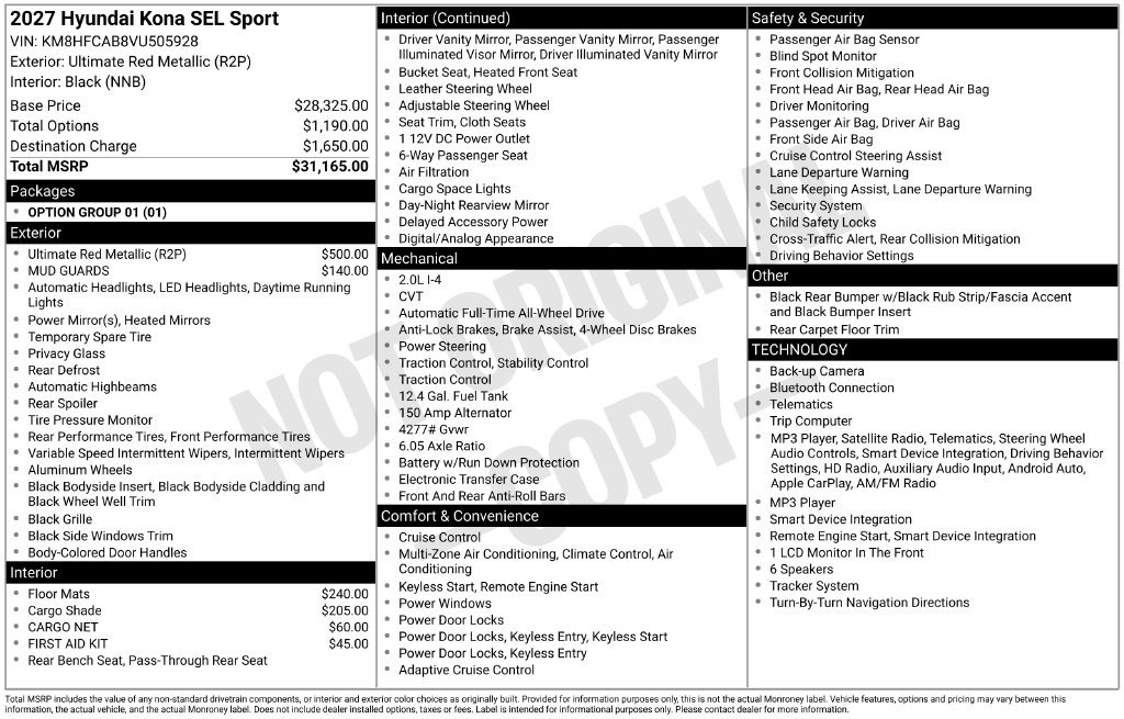 New 2027 Hyundai Kona SEL Sport AWD/4WD image 27
