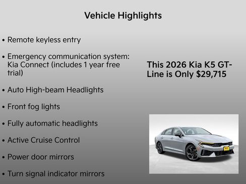 New 2026 Kia K5 GT-Line w/ GT-Line Red Interior Package image 10