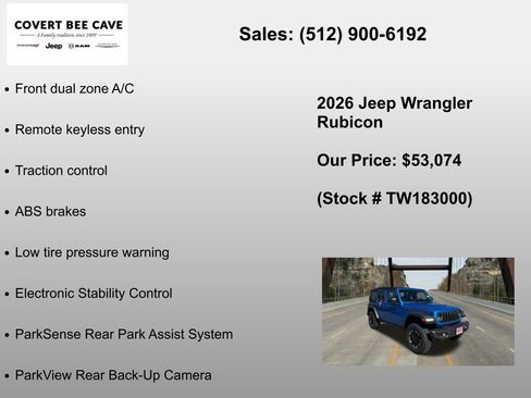 New 2026 Jeep Wrangler Unlimited Rubicon w/ Safety Group AWD/4WD image 24