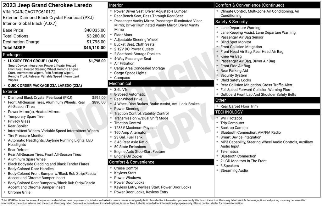 Used 2023 Jeep Grand Cherokee Laredo w/ Luxury Tech Group I RWD image 19