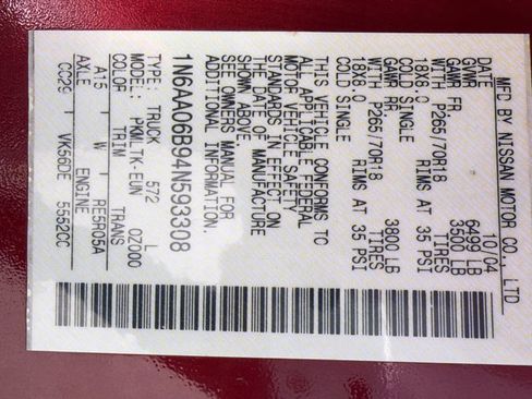 Used 2004 Nissan Titan SE w/ (Pop) Se Popular Pkg W/Bench image 22