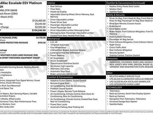 New 2026 Cadillac Escalade ESV Platinum Sport w/ LPO, ONYX Package image 29