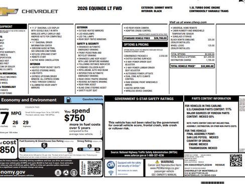 Used 2026 Chevrolet Equinox LT w/ Convenience Package II FWD image 4