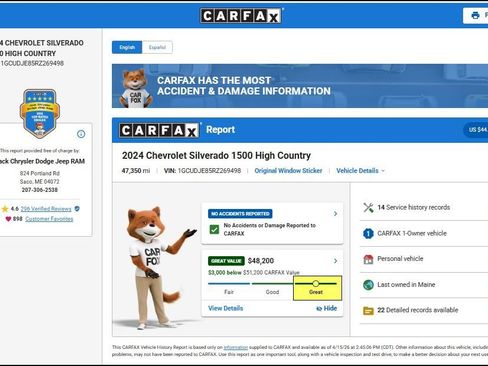 Used 2024 Chevrolet Silverado 1500 High Country w/ Technology Package image 12