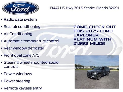 Certified 2025 Ford Explorer Platinum w/ LUX Leather Package AWD/4WD image 23