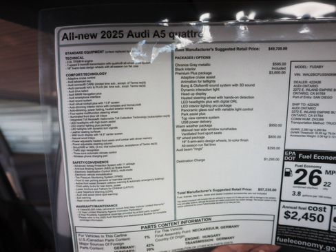 New 2025 Audi A5 2.0T Premium Plus image 30