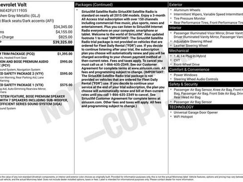 Used 2015 Chevrolet Volt Premium w/ Premium Trim Package FWD image 6