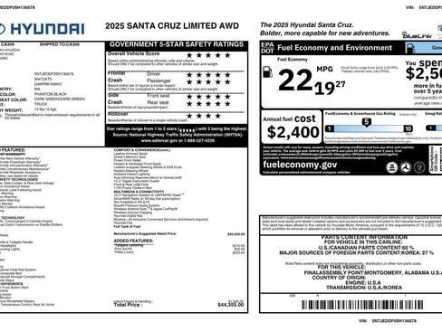 Used 2025 Hyundai Santa Cruz Limited AWD/4WD image 4
