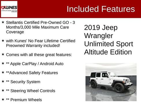 Certified 2019 Jeep Wrangler Unlimited Sport AWD/4WD image 2