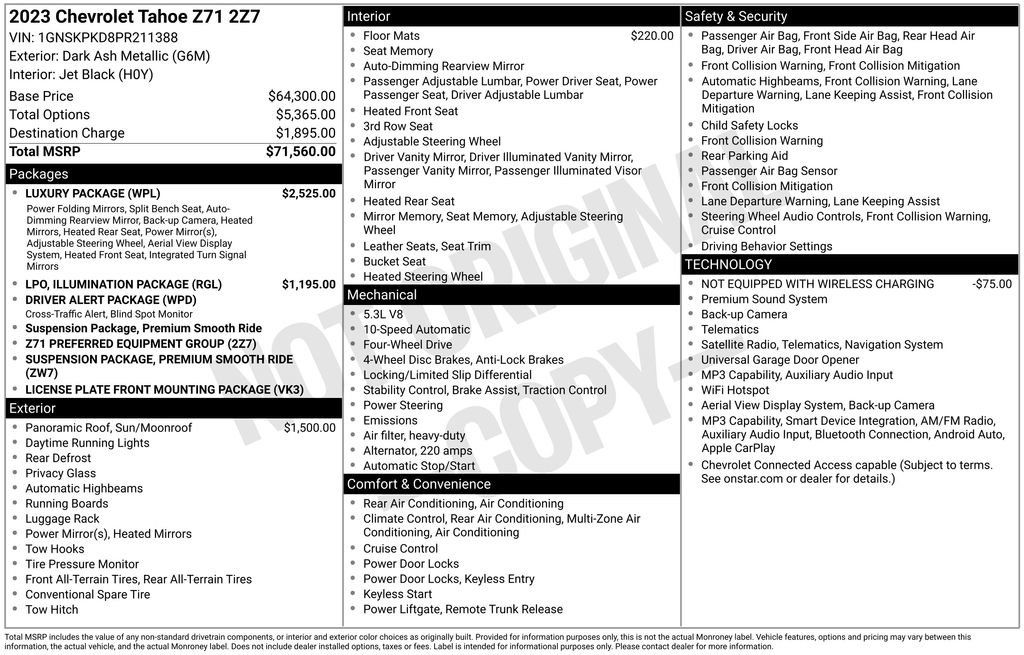 Used 2023 Chevrolet Tahoe Z71 w/ Luxury Package AWD/4WD image 3