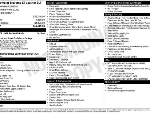 Used 2023 Chevrolet Traverse LT w/ LPO, Floor Liner Package AWD/4WD image 10
