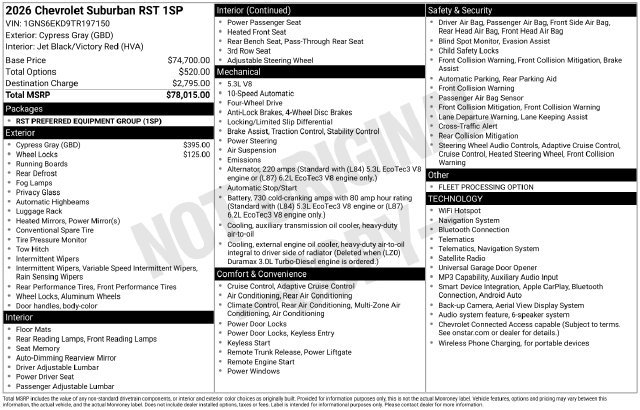 Used 2026 Chevrolet Suburban RST AWD/4WD image 19
