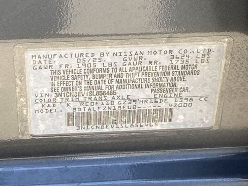 Certified 2025 Nissan Versa SV w/ Trunk Package FWD image 34