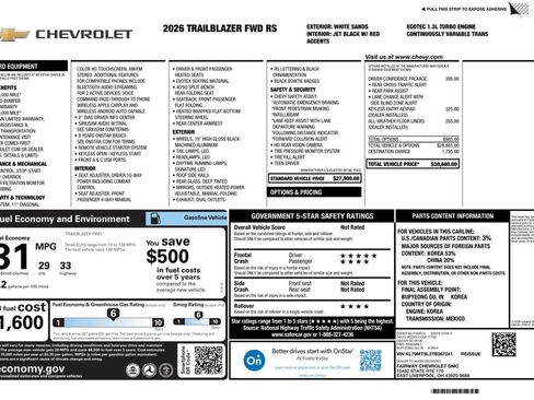New 2026 Chevrolet TrailBlazer RS w/ Driver Confidence Package FWD image 4