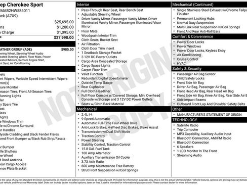 Used 2017 Jeep Cherokee Sport w/ Cold Weather Group AWD/4WD image 7
