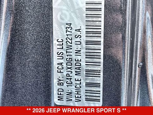 New 2026 Jeep Wrangler Unlimited Sport AWD/4WD image 47