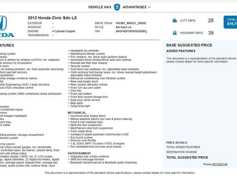 Used 2013 Honda Civic LX image 6