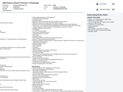 Used 2025 Subaru Ascent Premium image 3