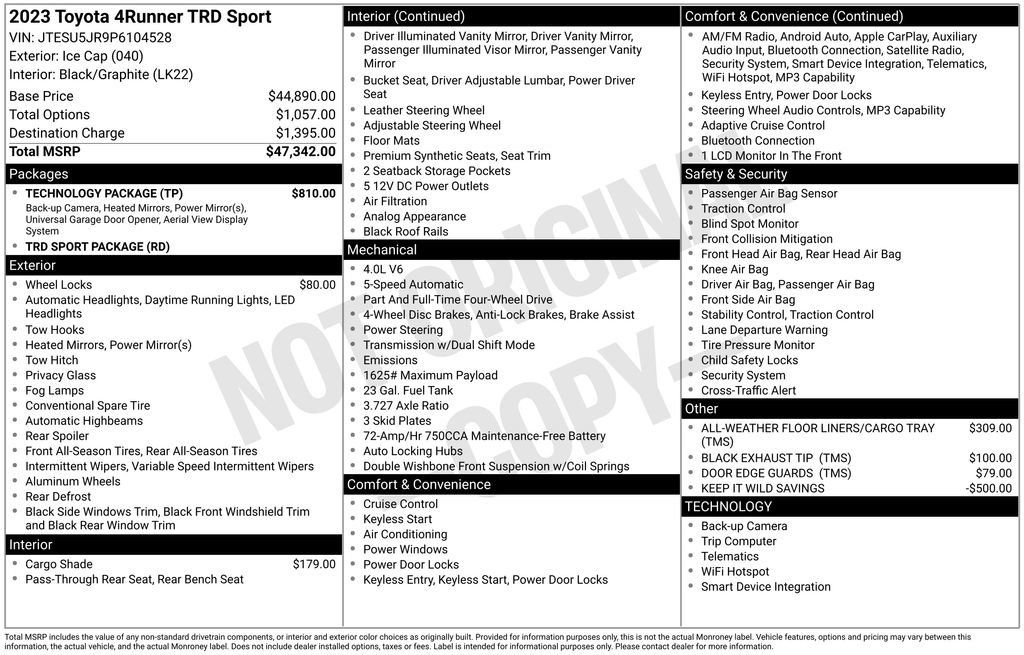 Used 2023 Toyota 4Runner TRD Sport w/ Technology Package AWD/4WD image 6
