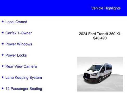 Used 2024 Ford Transit 350 XL RWD image 2