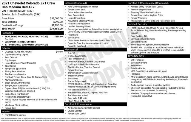 Used 2021 Chevrolet Colorado Z71 AWD/4WD image 2
