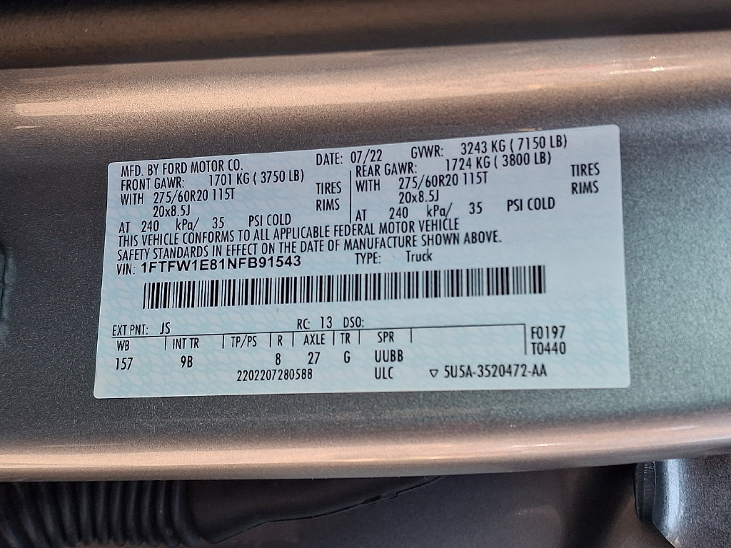Certified 2022 Ford F150 Platinum w/ Equipment Group 701A High AWD/4WD image 30
