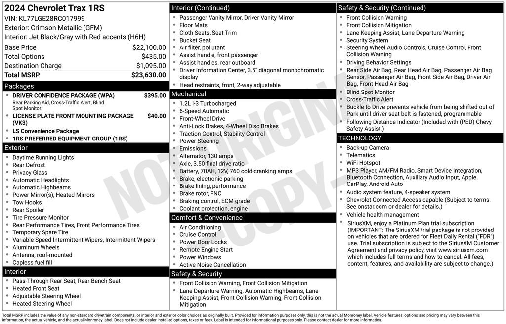 Used 2024 Chevrolet Trax RS w/ Driver Confidence Package FWD image 32