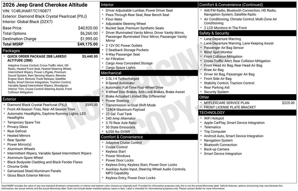 New 2026 Jeep Grand Cherokee Altitude AWD/4WD image 46
