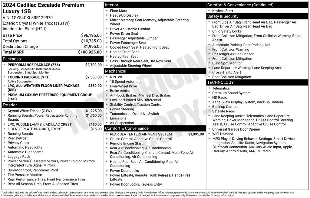 Certified 2024 Cadillac Escalade Premium Luxury w/ Performance Package AWD/4WD image 42