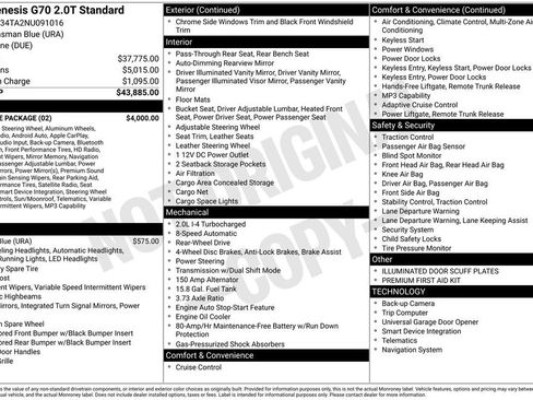 Used 2022 Genesis G70 2.0T w/ Prestige Package image 7