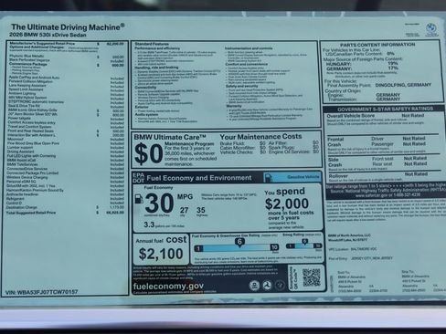 New 2026 BMW 530i xDrive w/ Convenience Package AWD/4WD image 2