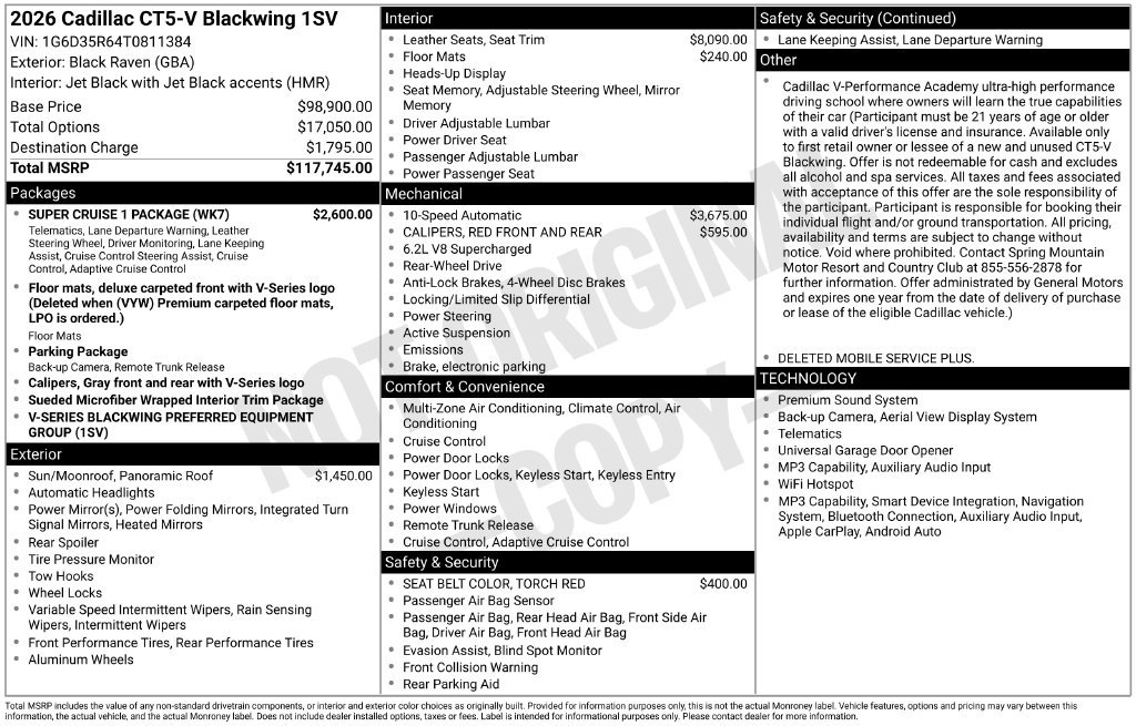 Used 2026 Cadillac CT5 V Blackwing w/ Super Cruise 1 Package RWD image 26