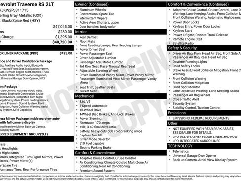 Certified 2023 Chevrolet Traverse RS w/ LPO, Floor Liner Package image 6