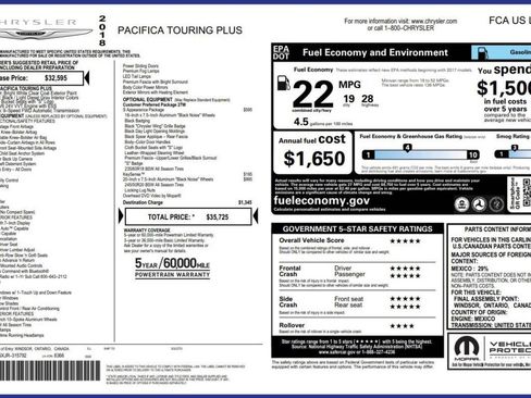 Used 2018 Chrysler Pacifica Touring Plus w/ S Appearance Package image 15