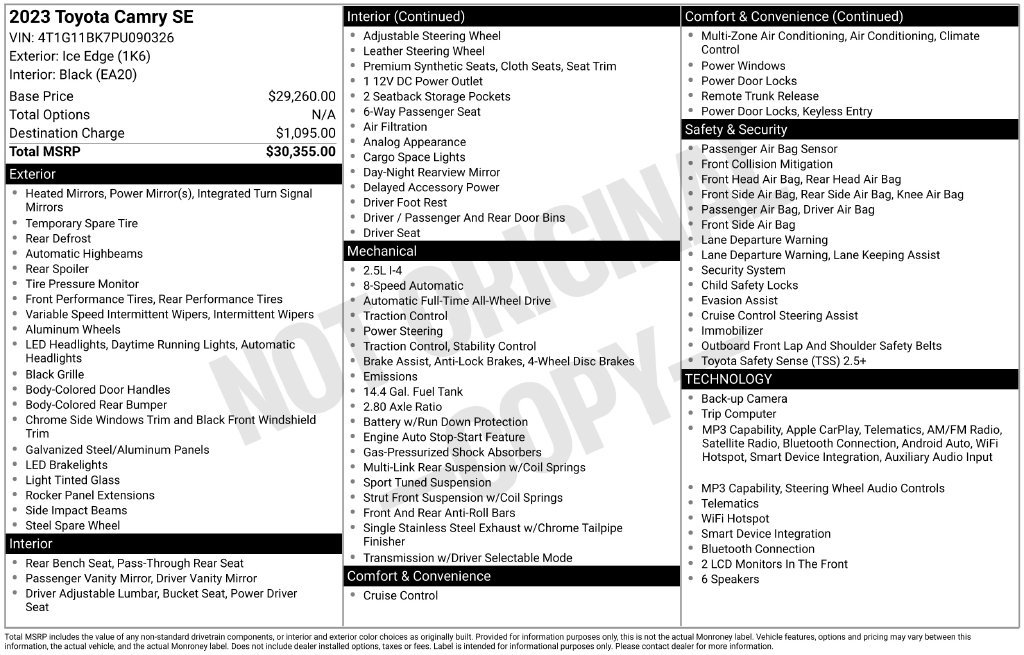 Certified 2023 Toyota Camry SE AWD/4WD image 7