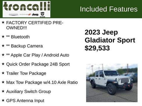 Certified 2023 Jeep Gladiator Sport AWD/4WD image 5