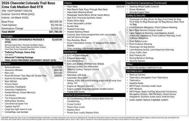 New 2026 Chevrolet Colorado Trail Boss AWD/4WD image 4